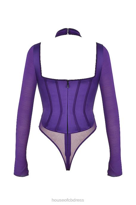 House of CB Angharad Grape Halterneck Corset Bodysuit Clothing 4H6N74