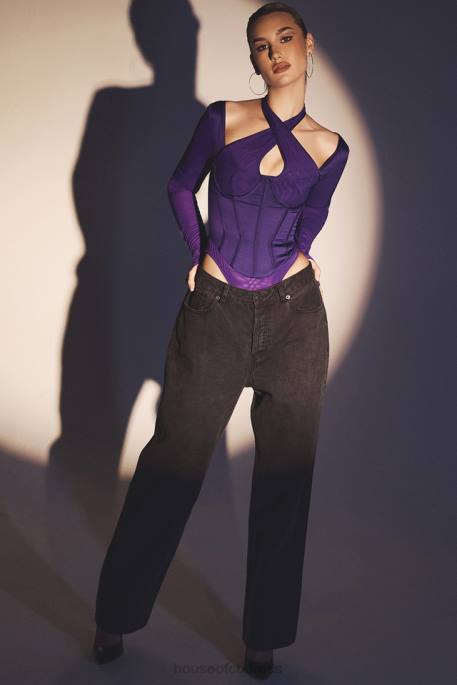 House of CB Angharad Grape Halterneck Corset Bodysuit Clothing 4H6N74