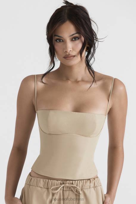 House of CB Audette Camel Structured Corset Clothing 4H6N46