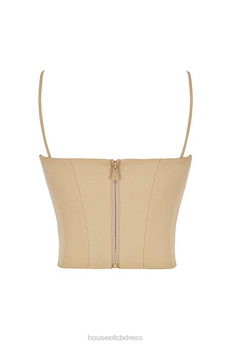 House of CB Audette Camel Structured Corset Clothing 4H6N46