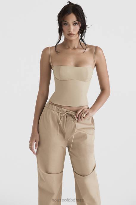 House of CB Audette Camel Structured Corset Clothing 4H6N46