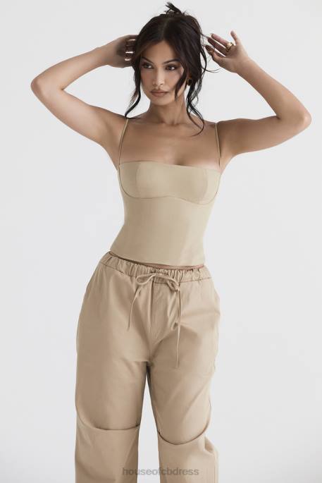 House of CB Audette Camel Structured Corset Clothing 4H6N46