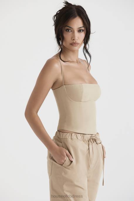 House of CB Audette Camel Structured Corset Clothing 4H6N46