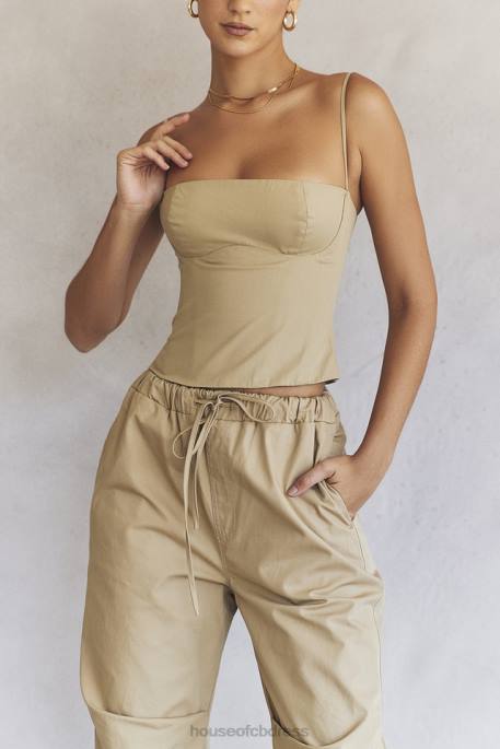 House of CB Audette Camel Structured Corset Clothing 4H6N46