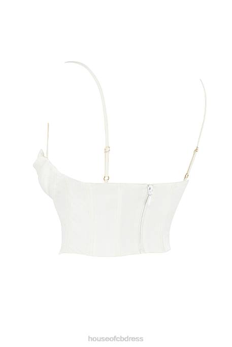 House of CB Bea Ivory Satin Draped Corset Clothing 4H6N84