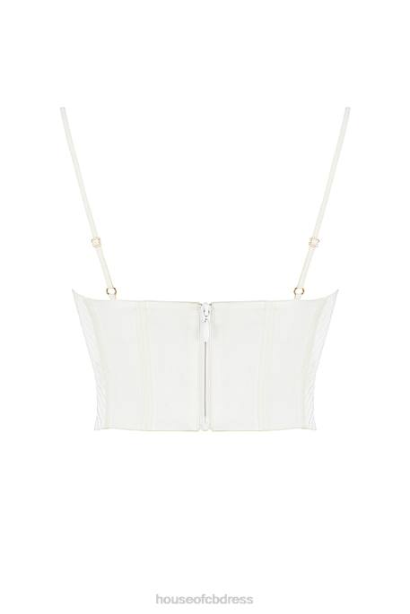 House of CB Bea Ivory Satin Draped Corset Clothing 4H6N84