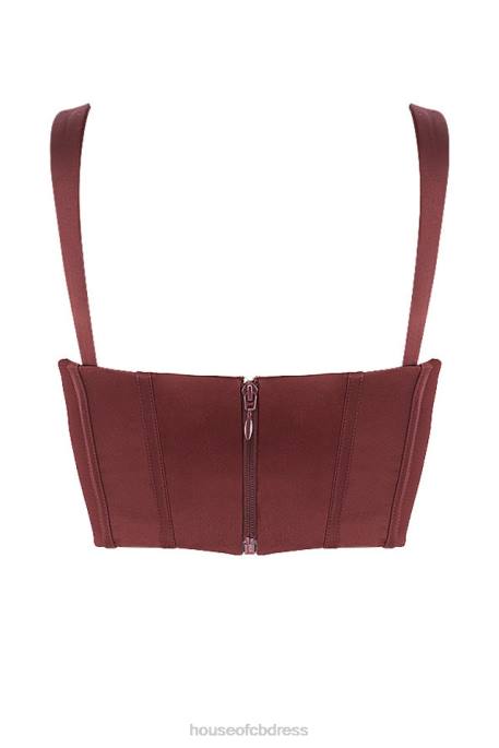 House of CB Betsy Raisin Satin Cropped Corset Clothing 4H6N98