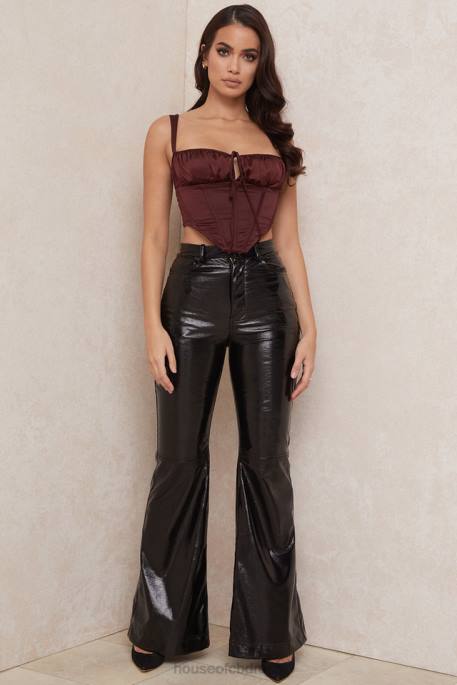 House of CB Betsy Raisin Satin Cropped Corset Clothing 4H6N98