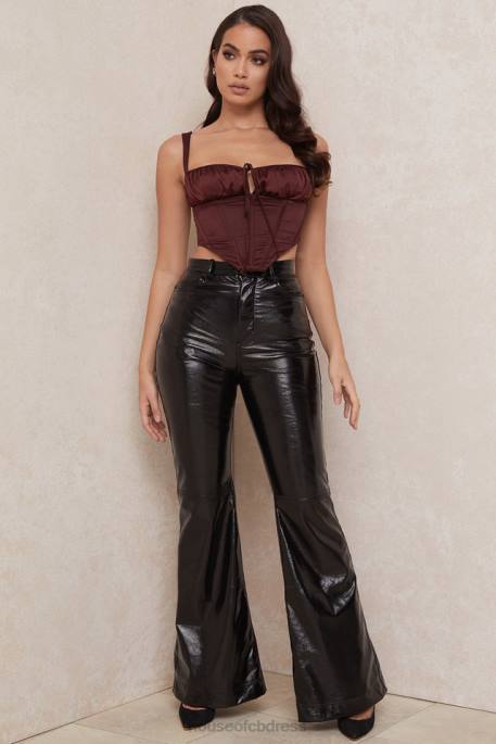 House of CB Betsy Raisin Satin Cropped Corset Clothing 4H6N98