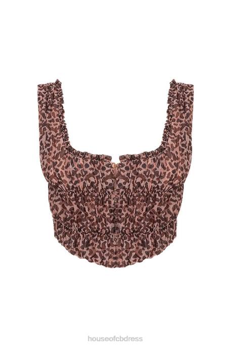 House of CB Carly Animal Print Ruched Corset Clothing 4H6N93