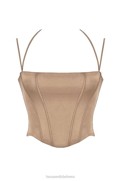 House of CB Chantelle Latte Satin Corset Clothing 4H6N60