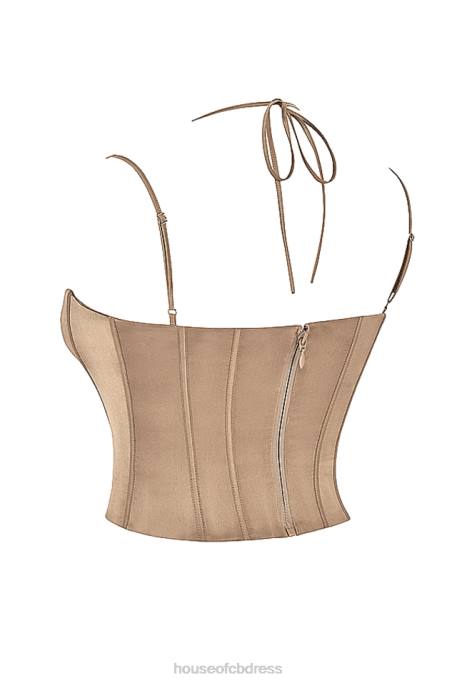 House of CB Chantelle Latte Satin Corset Clothing 4H6N60