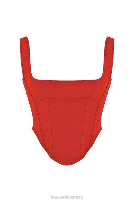 House of CB Edetta Scarlet Mesh Corset Clothing 4H6N67