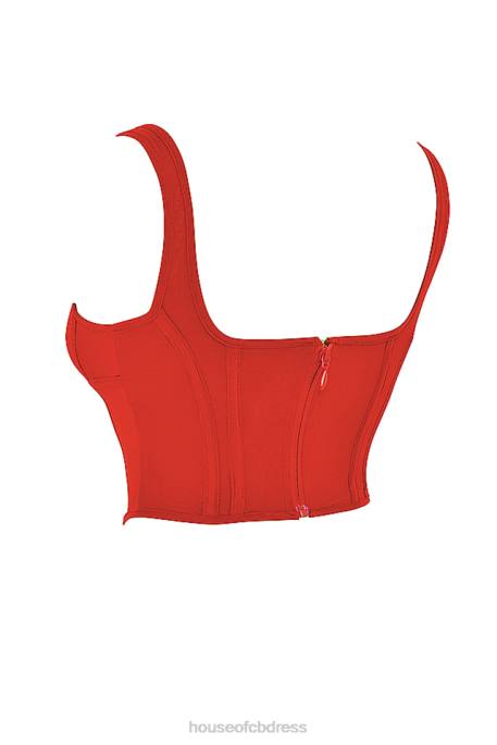 House of CB Edetta Scarlet Mesh Corset Clothing 4H6N67