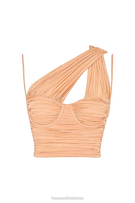 House of CB Eliana Beige Gathered Mesh Corset Clothing 4H6N78