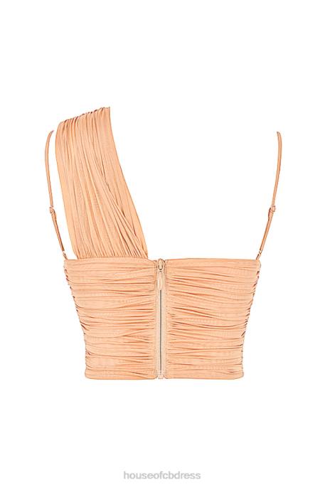 House of CB Eliana Beige Gathered Mesh Corset Clothing 4H6N78