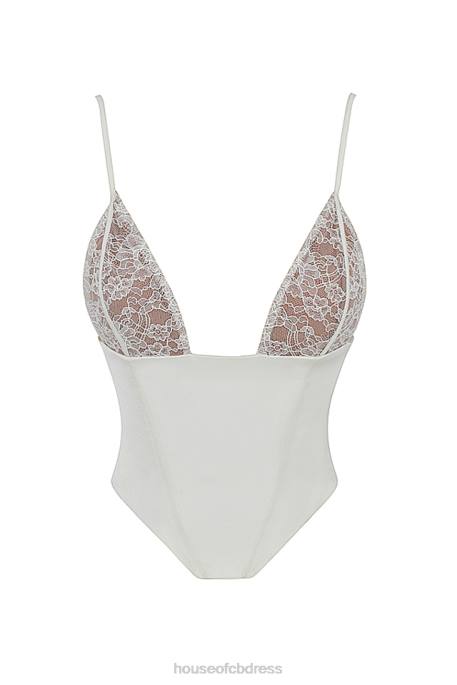 House of CB Emilee Ivory Satin and Lace Corset Clothing 4H6N53