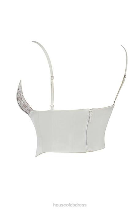 House of CB Emilee Ivory Satin and Lace Corset Clothing 4H6N53