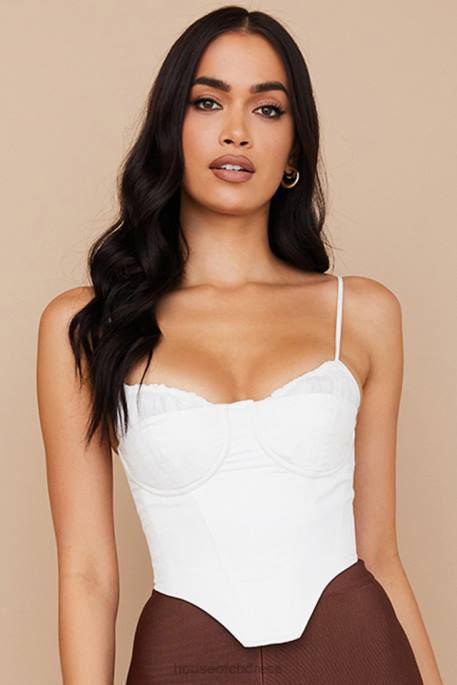 House of CB Emiliana White Gathered Corset Clothing 4H6N83