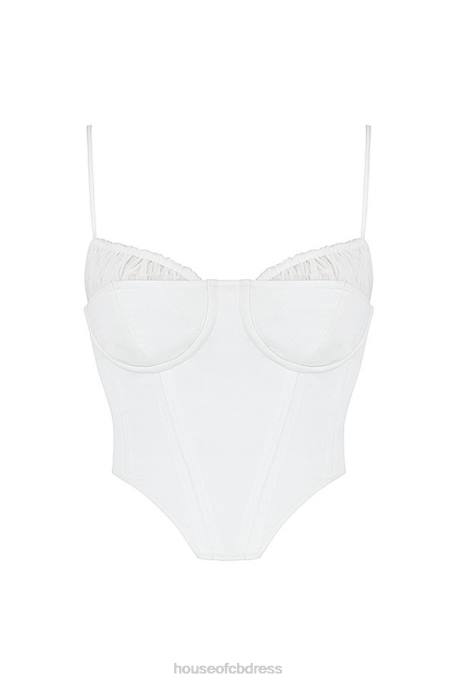 House of CB Emiliana White Gathered Corset Clothing 4H6N83