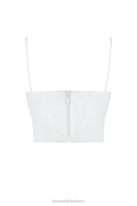 House of CB Emiliana White Gathered Corset Clothing 4H6N83