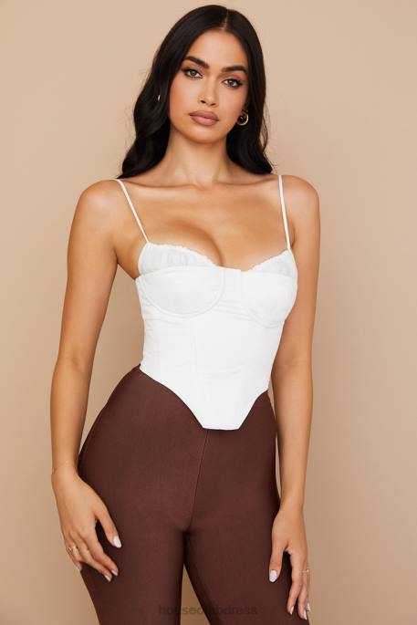 House of CB Emiliana White Gathered Corset Clothing 4H6N83