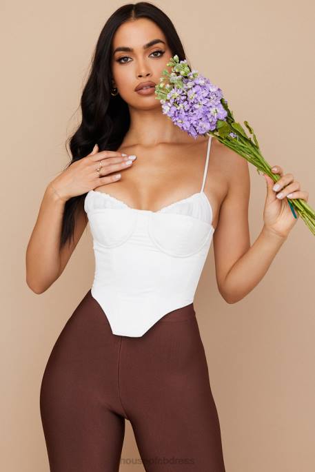 House of CB Emiliana White Gathered Corset Clothing 4H6N83