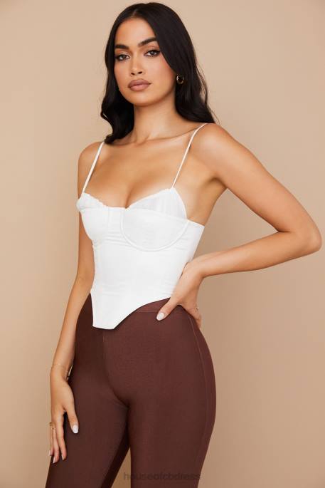 House of CB Emiliana White Gathered Corset Clothing 4H6N83