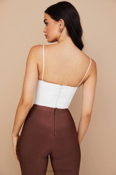 House of CB Emiliana White Gathered Corset Clothing 4H6N83