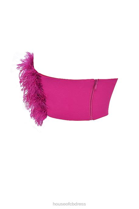 House of CB Fenella Hot Pink Trimmed Bandeau Clothing 4H6N698