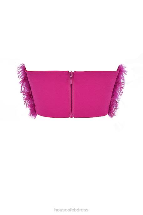 House of CB Fenella Hot Pink Trimmed Bandeau Clothing 4H6N698