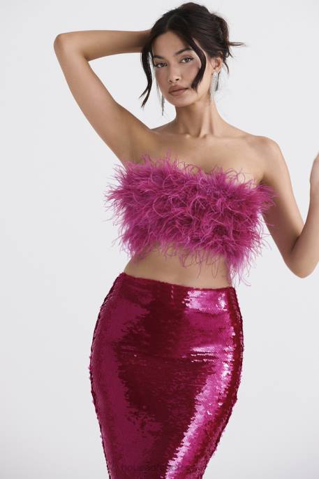 House of CB Fenella Hot Pink Trimmed Bandeau Clothing 4H6N698