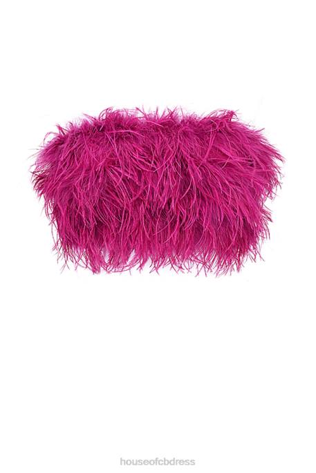 House of CB Fenella Hot Pink Trimmed Bandeau Clothing 4H6N698