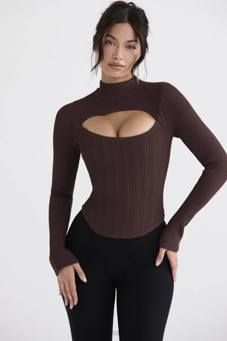 House of CB Georgina Cocoa Knitted Corset Clothing 4H6N32