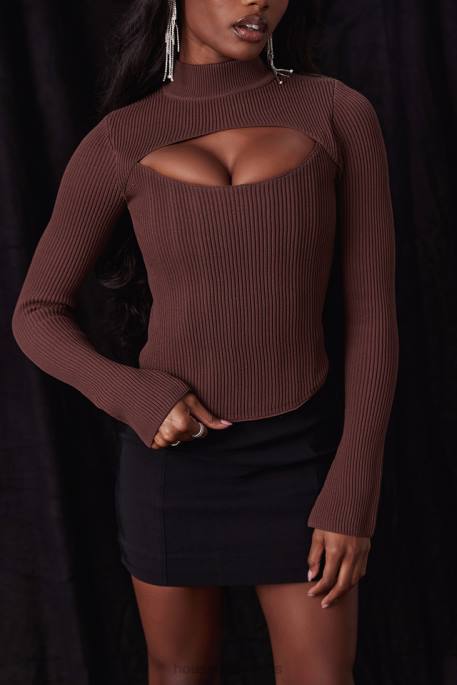 House of CB Georgina Cocoa Knitted Corset Clothing 4H6N32