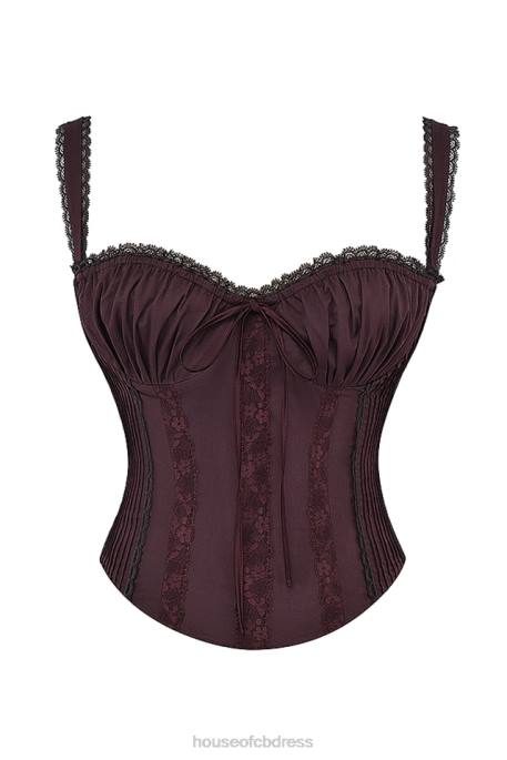 House of CB Gini Rich Brown Lace Back Corset Clothing 4H6N11