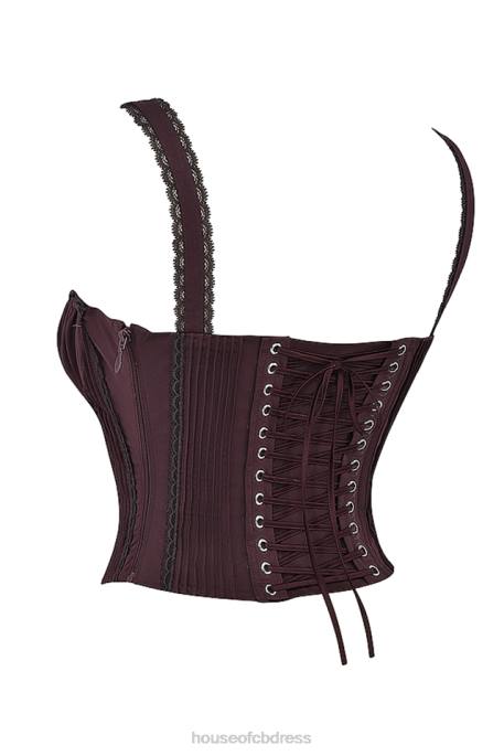 House of CB Gini Rich Brown Lace Back Corset Clothing 4H6N11