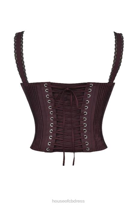 House of CB Gini Rich Brown Lace Back Corset Clothing 4H6N11