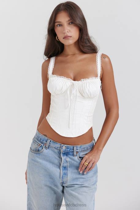House of CB Gini White Lace Back Corset Clothing 4H6N13