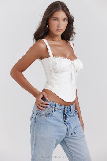 House of CB Gini White Lace Back Corset Clothing 4H6N13