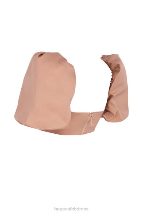 House of CB Hedy Camel Puff Sleeve Bralet Clothing 4H6N107