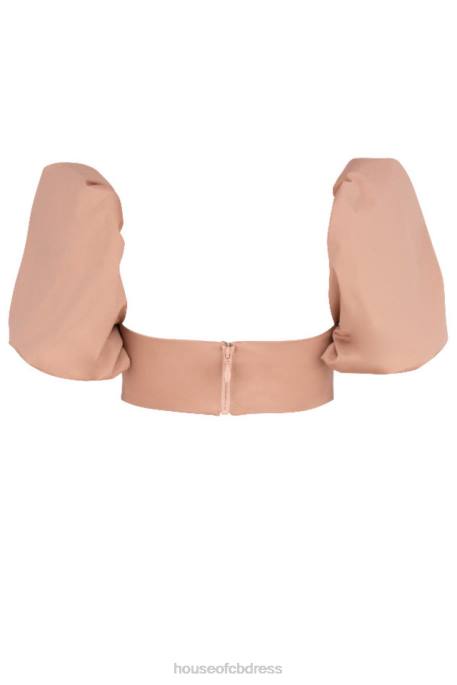 House of CB Hedy Camel Puff Sleeve Bralet Clothing 4H6N107
