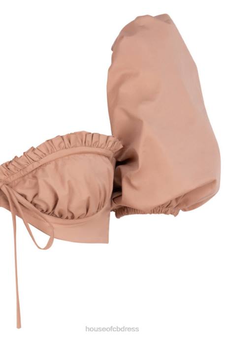 House of CB Hedy Camel Puff Sleeve Bralet Clothing 4H6N107