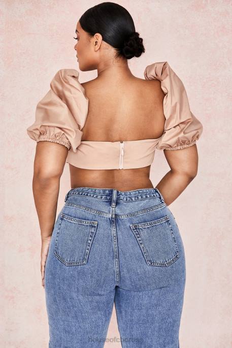 House of CB Hedy Camel Puff Sleeve Bralet Clothing 4H6N107