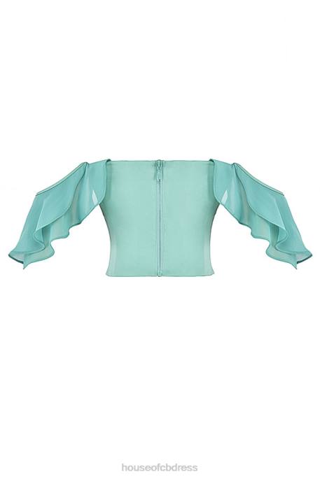 House of CB Isabella Jade Ruffle Sleeve Corset Clothing 4H6N47