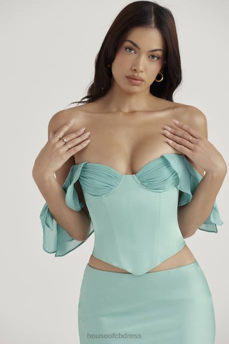 House of CB Isabella Jade Ruffle Sleeve Corset Clothing 4H6N47
