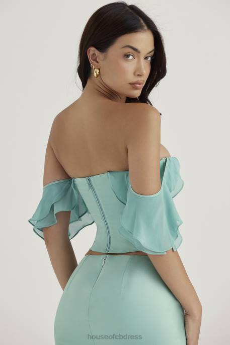 House of CB Isabella Jade Ruffle Sleeve Corset Clothing 4H6N47
