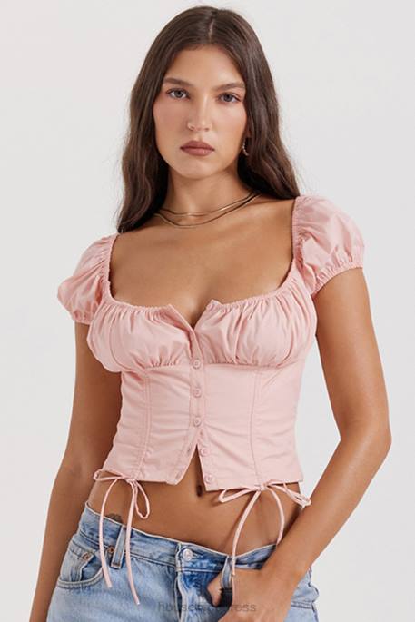 House of CB Kitty Baby Pink Gathered Top Clothing 4H6N19