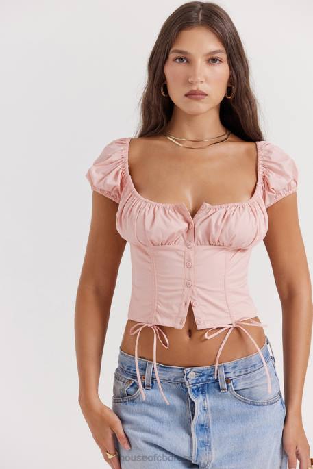 House of CB Kitty Baby Pink Gathered Top Clothing 4H6N19