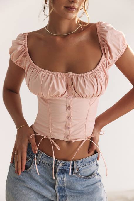 House of CB Kitty Baby Pink Gathered Top Clothing 4H6N19
